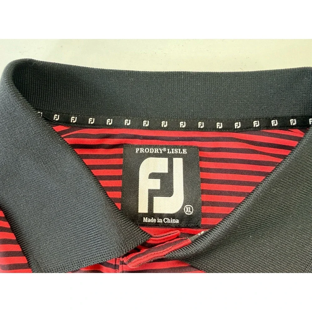FootJoy ProDry Lisle Pine Valley Red Striped Performance Golf Polo XL - Picture 4 of 13